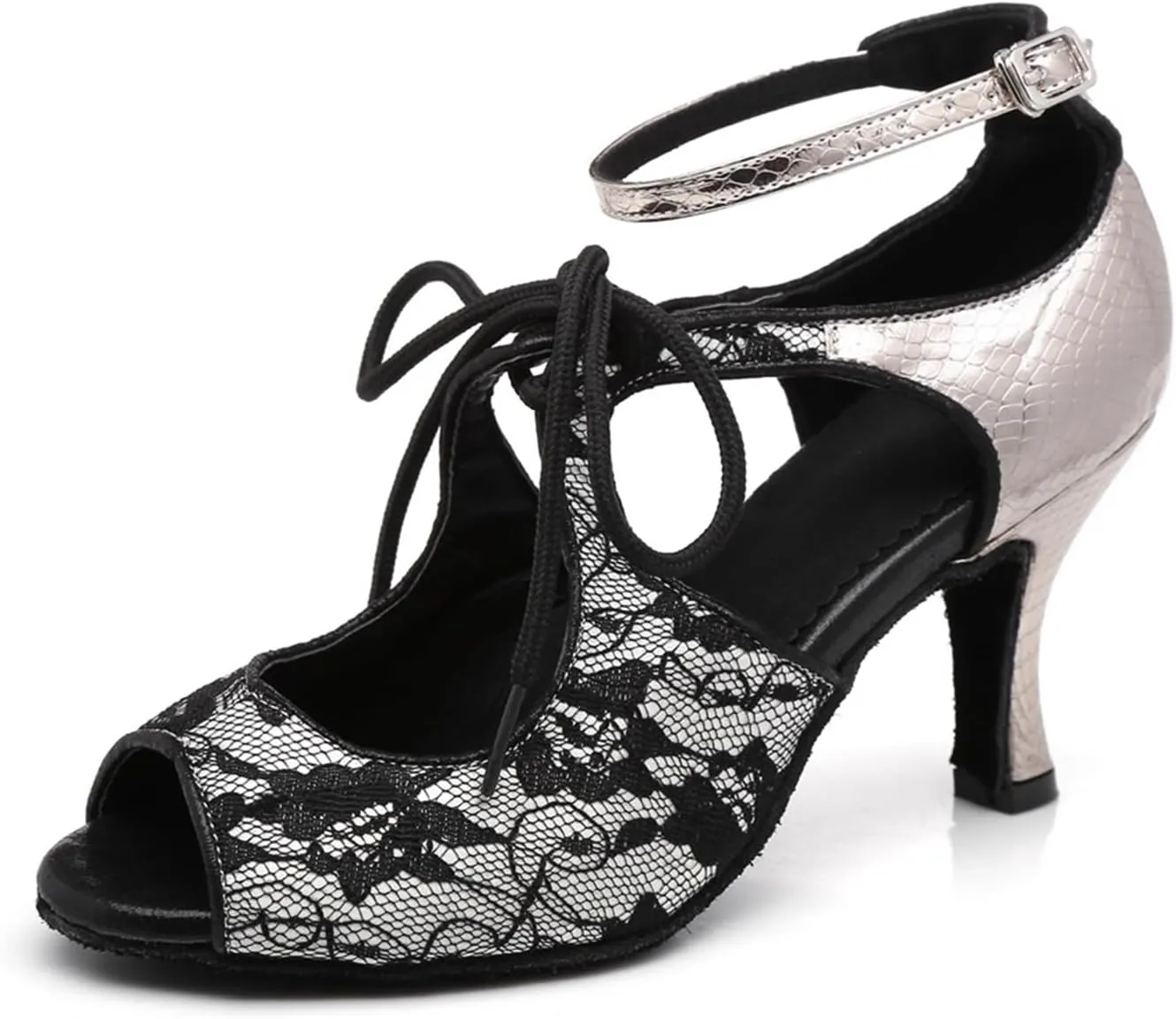 Women's Lace Mesh at Vamp Synthetic Ballroom Morden Tango Party Wedding Practice Professional Dance Shoes