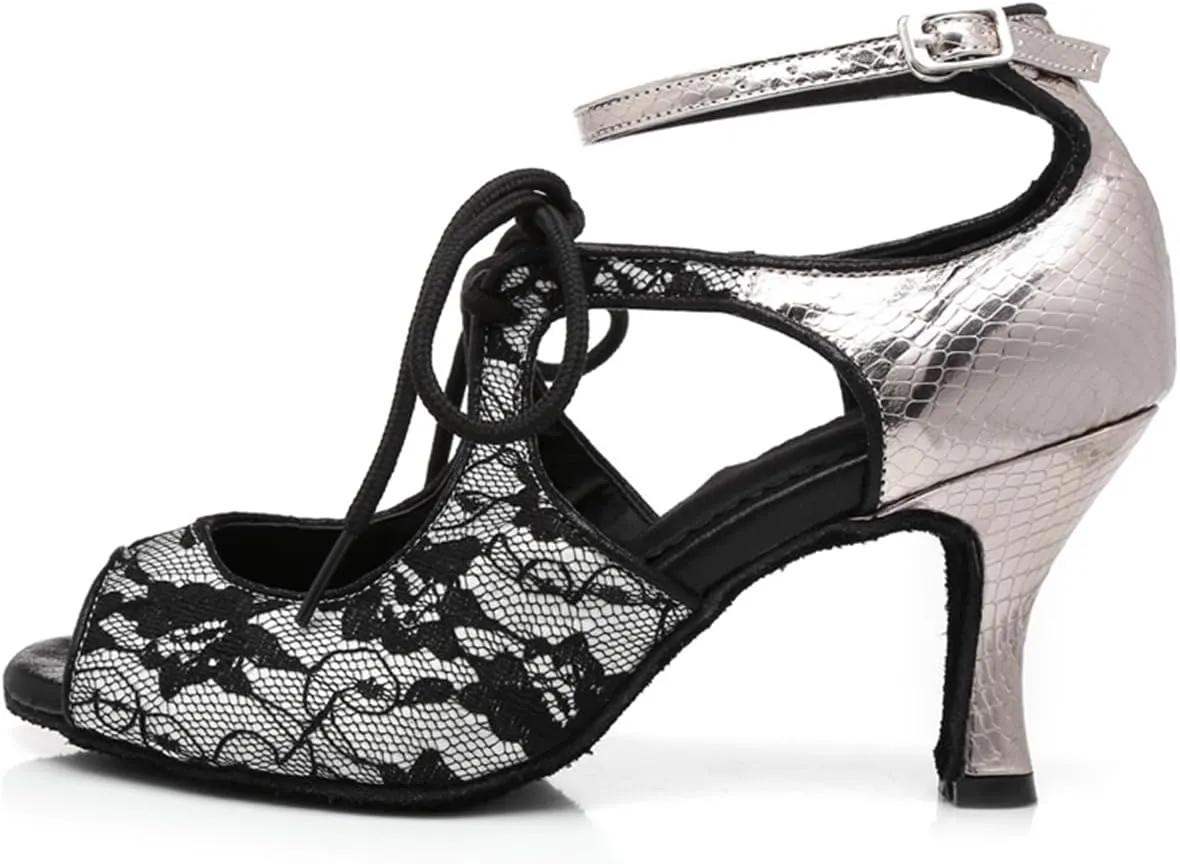 Women's Lace Mesh at Vamp Synthetic Ballroom Morden Tango Party Wedding Practice Professional Dance Shoes