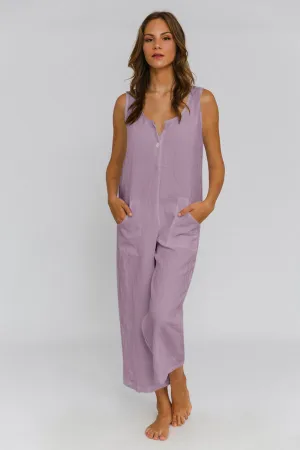Women's linen jumpsuit lilac - Ema