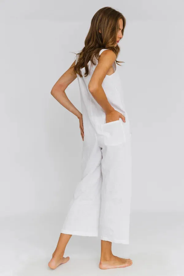 Women's linen jumpsuit lilac - Ema
