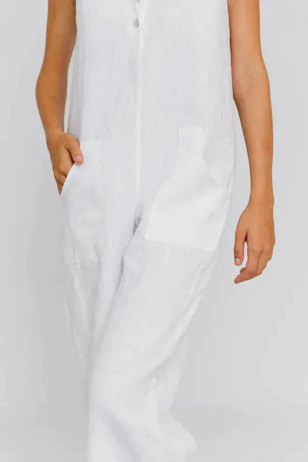 Women's linen jumpsuit lilac - Ema