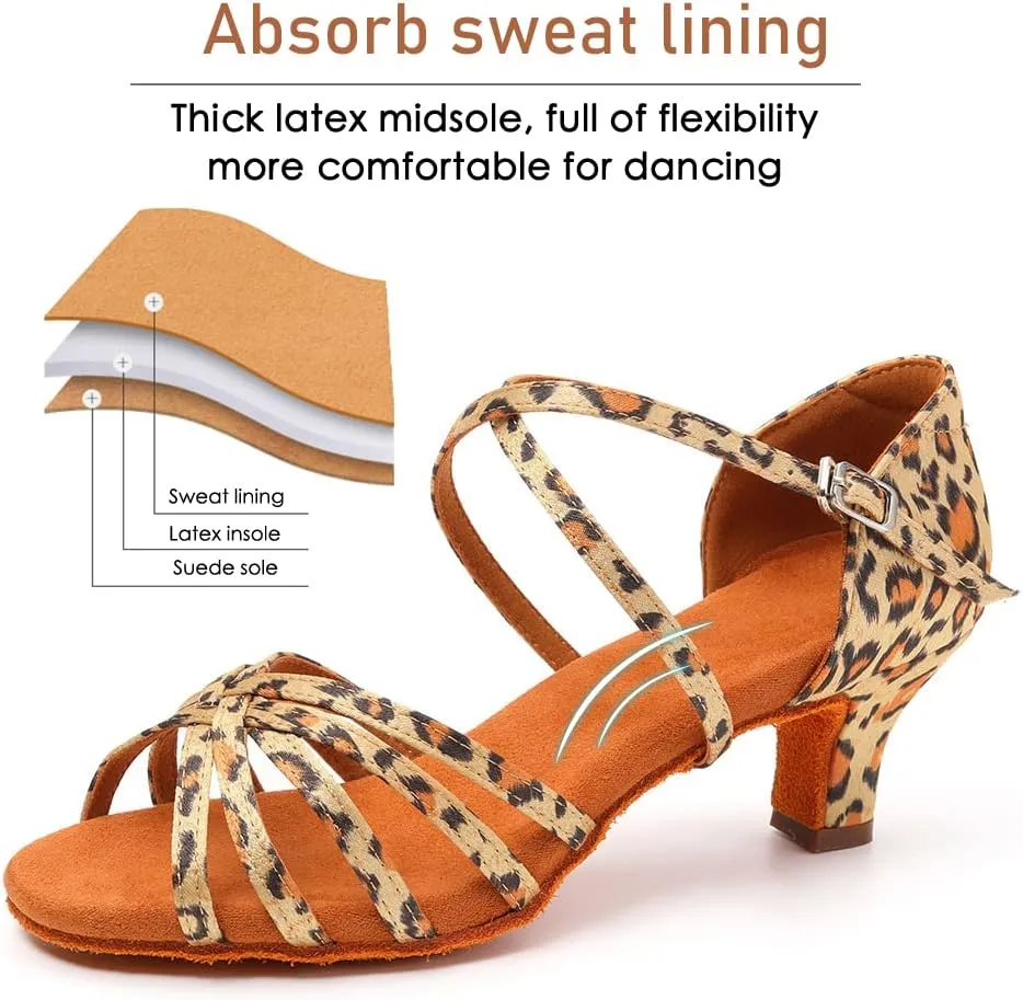 Women's Professional Latin Dance Shoes Open Toe Ballroom Salsa Practice Dance Performance Shoes