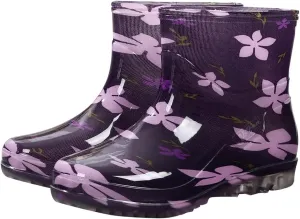 Women's Rain Boots Waterproof Mid Calf Rubber Garden Water Boots Fashion Cute Outdoor Work Mud Boots