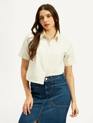 Women's Solid Spread Collar Shirt