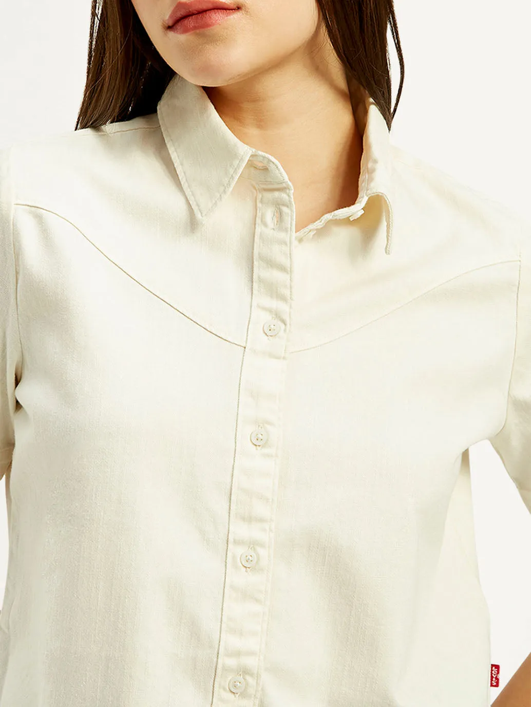 Women's Solid Spread Collar Shirt